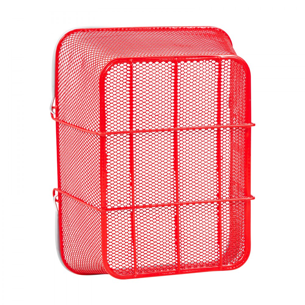 VEVOR Shopping Baskets, 12 PCS, 22L Stackable Metal Grocery Baskets with Handles, Dense Mesh Structure, Holds up to 20 kg, Portable for Grocery, Retail, Stores, Supermarket, Bookstore, Home Use, Red