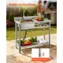 VEVOR Stainless Steel Utility Sink, Free Standing Single Bowl Commercial Kitchen Sink with Faucet, 39.4 x 19.7 x 37 in, Utility Right Basin with Hot & Cold Water Pipe for Garage, Restaurant, Laundry