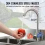 VEVOR Stainless Steel Utility Sink, 1 Compartment Free Standing Small Sink Include Faucet & legs, 16 x 13 x 8.7 in Commercial Single Bowl Sinks for Garage, Restaurant, Kitchen, Laundry