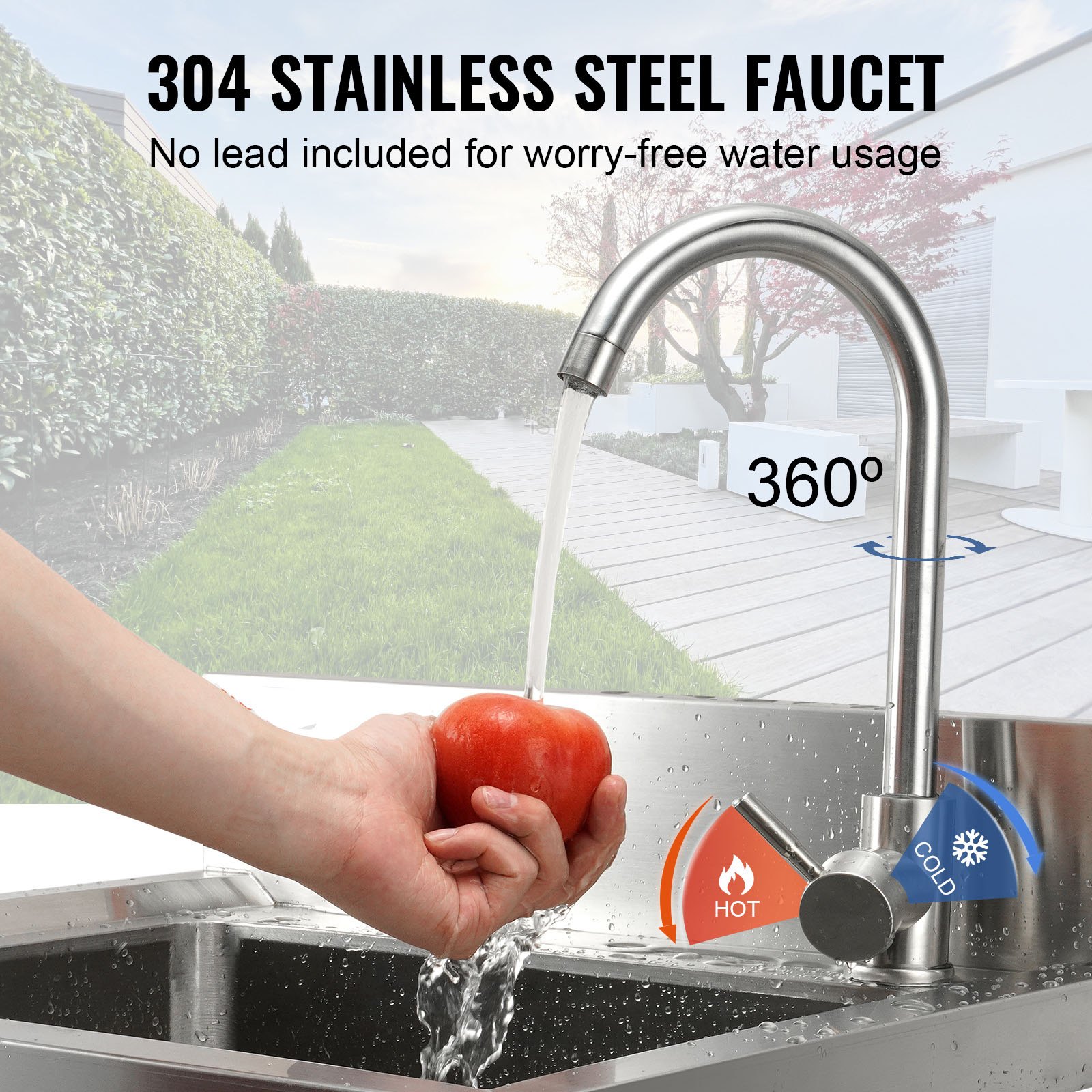 VEVOR Stainless Steel Utility Sink, 1 Compartment Free Standing Small Sink Include Faucet & legs, 40.6 x 33 x 22.1 cm Commercial Single Bowl Sinks for Garage, Restaurant, Kitchen, Laundry, NSF Certified