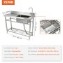 VEVOR Stainless Steel Utility Sink, 39.4 x 19.1 x 37.4 in Free Standing Single Bowl Commercial Kitchen Sink Set w/Workbench, Commercial Single Bowl Sinks for Garage, Restaurant, Laundry, NSF Certified