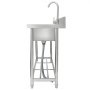 stainless steel VEVOR commercial kitchen sink with a high-arch faucet and a durable open frame.