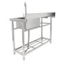 stainless steel VEVOR commercial kitchen sink with deep basin and sturdy lower shelf.