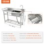 VEVOR Stainless Steel Utility Sink, 1 Compartment Free Standing Small Sink w/Workbench Faucet & legs, 47.2 x 19.7 x 37.4 in Commercial Single Bowl Sinks for Garage, Restaurant, Laundry, NSF Certified