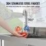 VEVOR Stainless Steel Utility Sink, 1 Compartment Free Standing Small Sink w/Workbench Faucet & legs, 39.4 x 19.1 x 37.4 in Commercial Single Bowl Sinks for Garage, Restaurant, Laundry