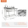 VEVOR Stainless Steel Utility Sink, 1 Compartment Free Standing Small Sink w/Workbench Faucet & legs, 39.4 x 19.1 x 37.4 in Commercial Single Bowl Sinks for Garage, Restaurant, Laundry, NSF Certified