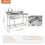 VEVOR Stainless Steel Utility Sink, Free Standing Single Bowl Commercial Kitchen Sink Set w/Workbench, 47 x 19.7 x 37.4 in Commercial Single Bowl Sinks for Garage, Restaurant, Laundry