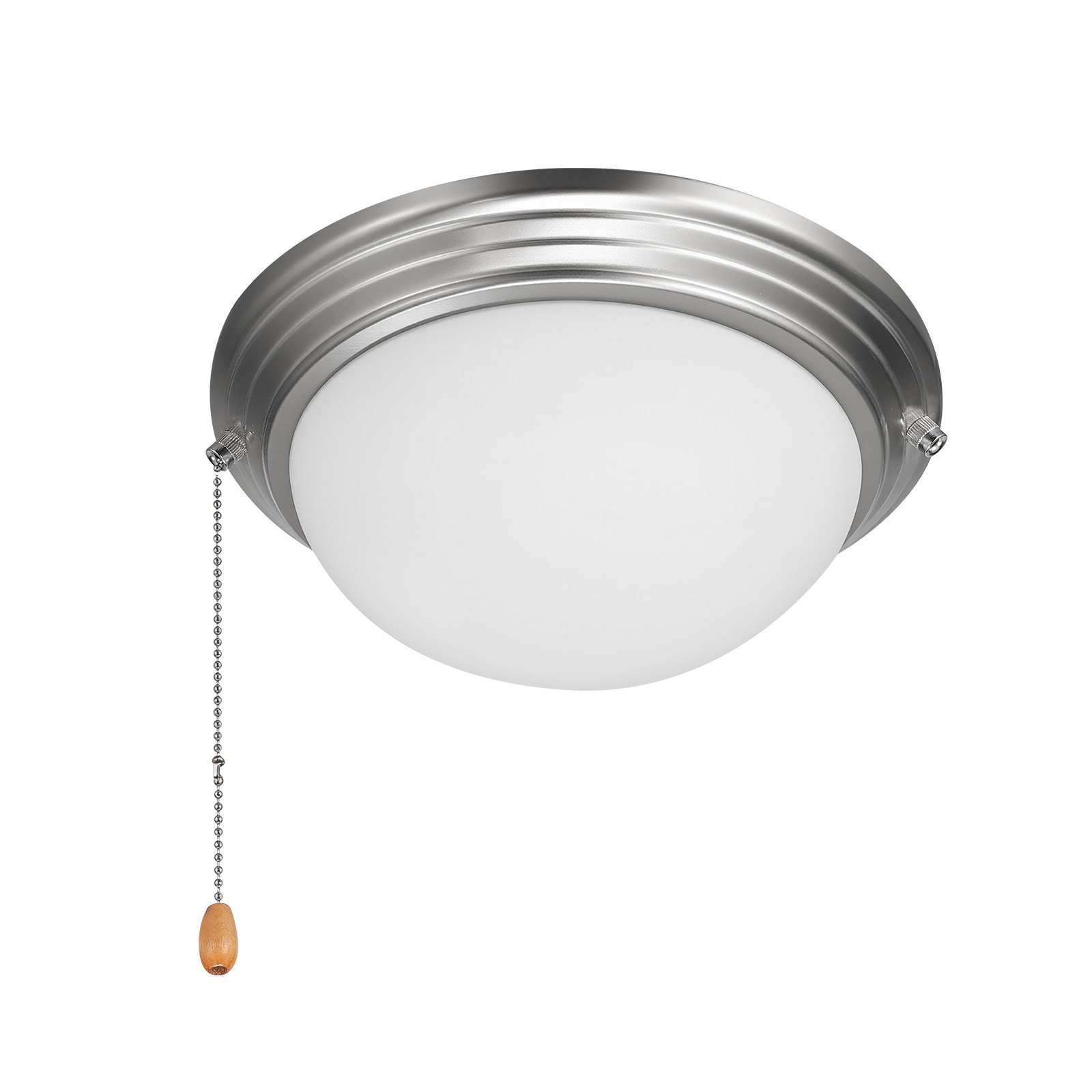 VEVOR Ceiling Fan Light Kit, 750lm 3000K Fan Light Kit with Pull Chain, 2 LED Bulbs, Modern Replacement Fixture for Living Room, Dining Room, Bedroom, Frosted Milk Glass Shade Brushed Nickel Finish