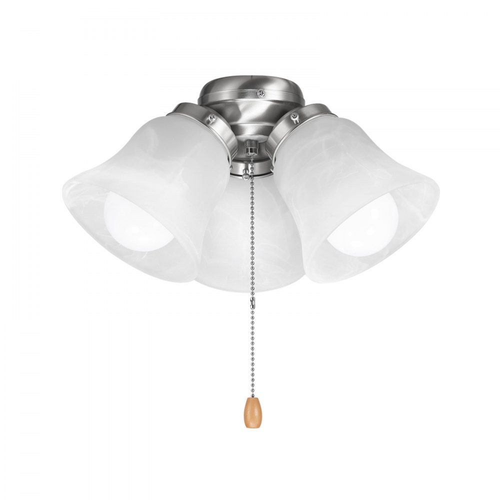 VEVOR Ceiling Fan Light Kit, Three-Light 3000K 750lm Fan Light Kit with Pull Chain, Replacement Fixture for Living Room, Bedroom, Dining Room, Home Decor, Cloud White Glass & Brushed Nickel Finish