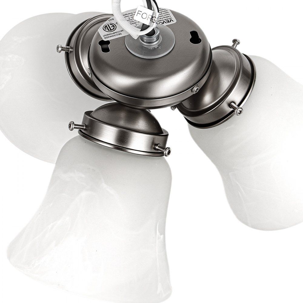VEVOR Ceiling Fan Light Kit, Three-Light 3000K 750lm Fan Light Kit with Pull Chain, Replacement Fixture for Living Room, Bedroom, Dining Room, Home Decor, Cloud White Glass & Brushed Nickel Finish