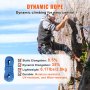 VEVOR 10,2 mm dynamické horolezecké lano 40M (131 stôp) vonkajšie horolezecké lano modré