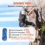 VEVOR 10.2mm Dynamic Climbing Rope, 40M(131ft) Outdoor Rock Climbing Rope 25KN Breaking Tension, Stretchable Fiber Rope with Steel Snap Hooks for Escape, Rappelling, Fire Rescue, Blue