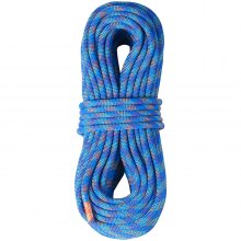 VEVOR 10.2mm Dynamic Climbing Rope, 40M(131ft) Outdoor Rock Climbing Rope 25KN Breaking Tension, Fiber Rope with Steel Snap Hooks for Escape, Rappelling, Fire Rescue, Blue