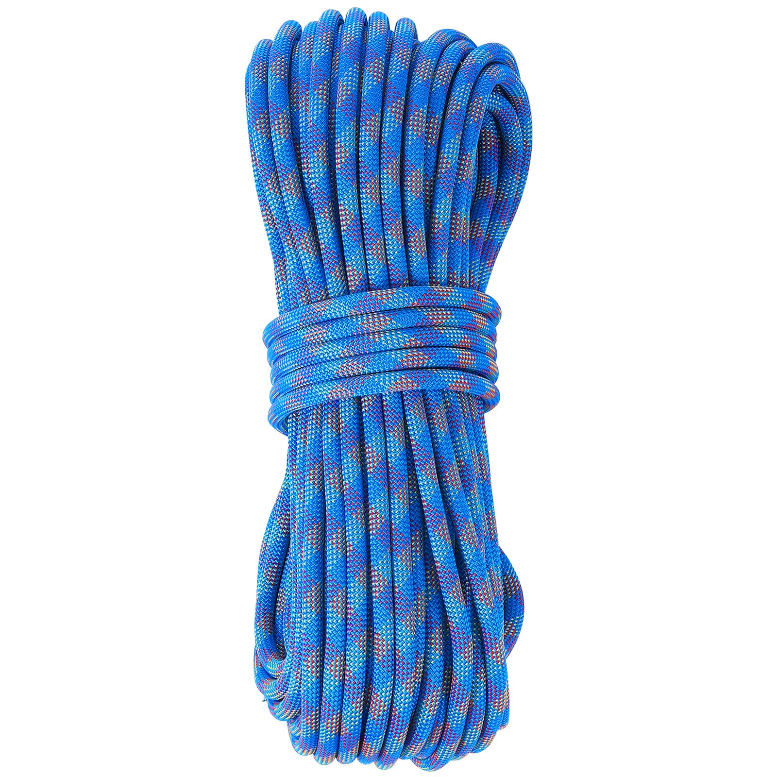 VEVOR 10.2mm Dynamic Climbing Rope, 40M(131ft) Outdoor Rock Climbing Rope 25KN Breaking Tension, Stretchable Fiber Rope with Steel Snap Hooks for Escape, Rappelling, Fire Rescue, Blue