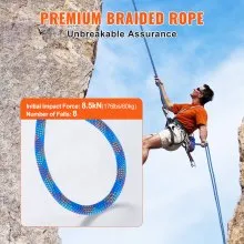 VEVOR 10.2mm Dynamic Climbing Rope 50M(164ft) Outdoor Rock Climbing Rope Blue