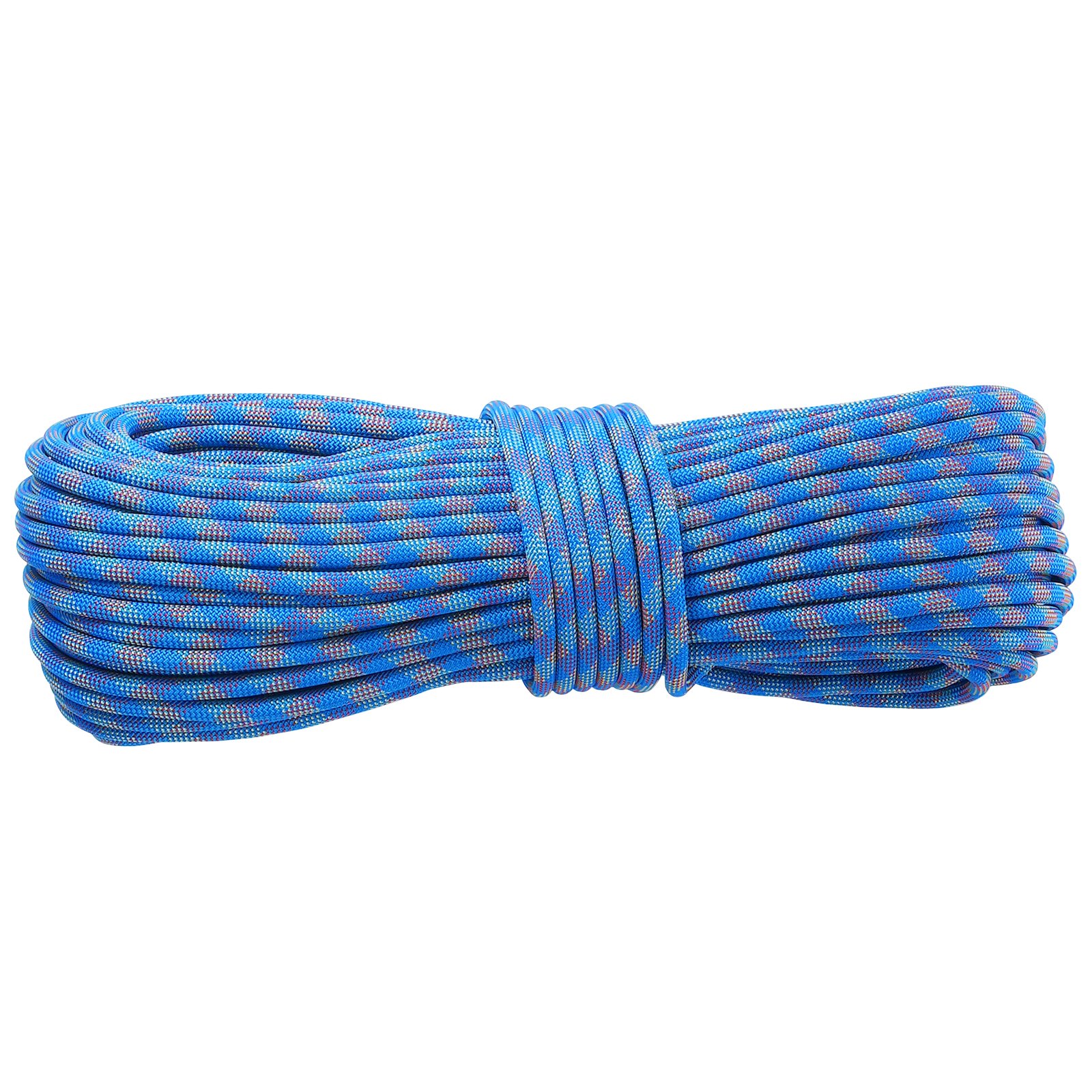 VEVOR 10.2mm Dynamic Climbing Rope, 60M(197ft) Outdoor Rock Climbing Rope 25KN Breaking Tension, Stretchable Fiber Rope with Steel Snap Hooks for Escape, Rappelling, Fire Rescue, Blue