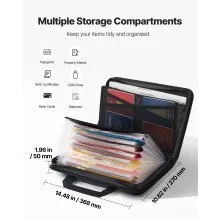 VEVOR Fireproof Document Bag, 1832 ℉ Heat Insulated Fireproof & Waterproof Bag, Portable Multi-Layer File Storage Security Organizer Home Office Travel Use, for Passports, Important Documents, Files