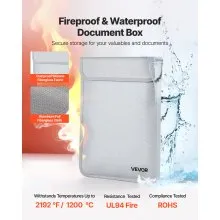 VEVOR Fireproof Document Bag, 2192 ℉ Heat Insulated Fireproof & Waterproof Bag with  Smooth Zipper, Portable File Storage Organizer Home Office Travel Use, for Passports, Important Documents, Files