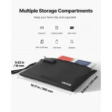 VEVOR Fireproof Document Bag, 1832 ℉ Heat Insulated Fireproof & Waterproof Bag with Lock, Portable File Storage Security Organizer Home Office Travel Use, for Passports, Important Documents & Files