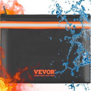 VEVOR Fireproof Document Bag, 13.4"x10" Fireproof Money Bag 2000℉, Fireproof and Waterproof Bag with A Card Pocket, Zipper, and Reflective Strip, for Money, Documents, Jewelry and Passport | VEVOR US