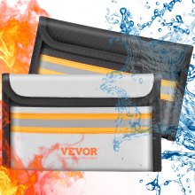 VEVOR Fireproof Document Bag, 205 x120 mm Fireproof Money Bag 2000℉, 2 pcs Fireproof and Waterproof Bag with Zipper and Reflective Strip, for Money, Documents, Jewelry and Passport