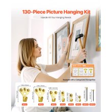 130Pcs Picture Frame Hangers with Nails 10lbs to 100lbs Metal Photo Hanging Kit