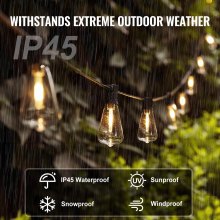 VEVOR 200FT LED Outdoor String Patio Lights Waterproof ST38 Shatterproof Bulbs