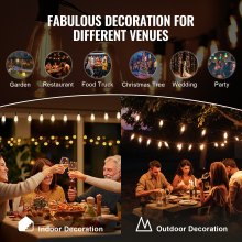 VEVOR 50FT LED Outdoor String Patio Lights Waterproof 15 S14 Shatterproof Bulbs