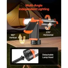 VEVOR LED Work Light with Stand, 13.2Ah, Rechargeable Cordless Camping Light, with 3 Lamp Heads, Detachable Tripod Stand, 2200 Lumens 3000K-6500K Dimmable, Portable Construction Lighting for Job Site