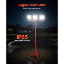 VEVOR LED Work Light with Stand Tripod Three-Head Portable Light 15000 Lumens