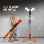 VEVOR LED Work Light, 20000 lm LED Light Stand, 2 x 100W Dual Head Work lights with stand, 27.6"-70" Height Adjustable, with Foldable Tripod Stand, Remote Control, 3-level Color Temperature Cycling