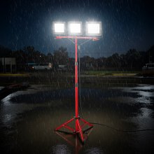 VEVOR LED Work Light with Stand Tripod Three-Head Portable Light 21000 Lumens