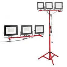 VEVOR LED Work Light with Stand Tripod Three-Head Portable Light 21000 Lumens