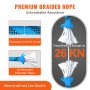 VEVOR Static Climbing Rope, 64 ft Outdoor Rock Climbing Rope with 26KN Breaking Tension, 0.4'' /10mm High Strength Safety Rope, Escape Rope with 2pcs Carabiner and Storage Bag