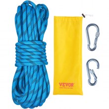 VEVOR Static Climbing Rope, 96 ft Outdoor Rock Climbing Rope with 26KN Breaking Tension, 0.4'' /10mm High Strength Safety Rope, Escape Rope with 2pcs Carabiner and Storage Bag