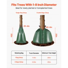 VEVOR Tree Watering Bag Slow Release 3 Pack 20 Gallons, Water Bags for Trees, Refillable Tree Drip Irrigation Bags with Zipper, Durable Tree Watering System for Deep Root Targeting