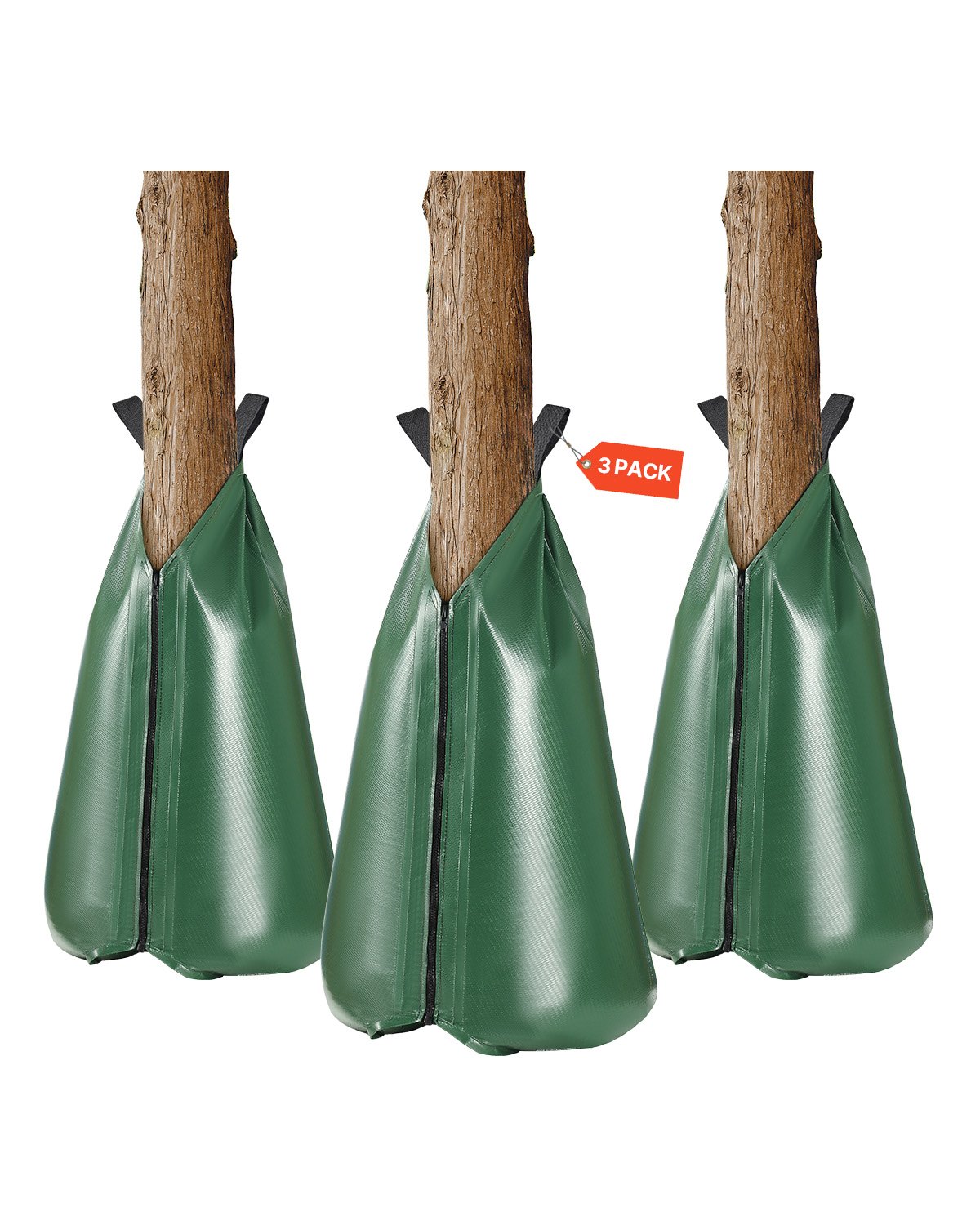 VEVOR Tree Watering Bag, 3 Packs 20 Gallons Watering Bags for New Trees, 5-9 Hours Slow Release Refillable Tree Drip Irrigation Bags with Zipper, Durable Tree Watering System for Deep Root Targeting