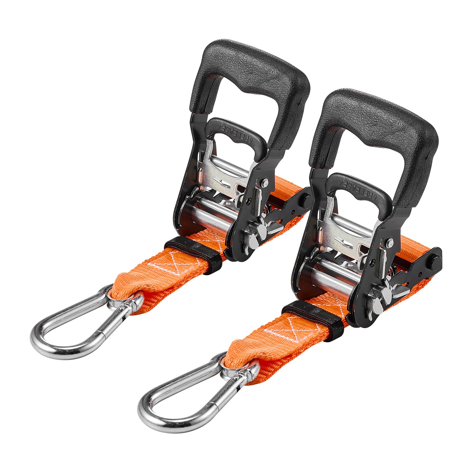 VEVOR Ratchet Straps, 38.1 mm x 1.8 m, Heavy Duty Tie Down Straps with Carabiners, 1100 kg Break Strength, Carry Bag, Tie Down Ratcheting for Moving, Trailers, Motorcycles, Kayaks, Car Roof, 2 Pack