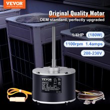 VEVOR Condenser Fan Motor 5KCP39EGS070S, 5KCP39EGY823S, 1/4 HP 208-230V, 1100RPM, OEM Standard Upgraded Replacement Condenser Motor Reversible Rotating, Explosion-proof CBB65 5μF/370V Capacitor