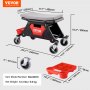 VEVOR Mechanics Stool, 136.1kg Capacity Rolling Mechanic Seat with 10.2cm Wheels, Three Slide-Out Tool Trays and Drawer, Heavy Duty Roller Creeper Seat for Home Garage DIY Automotive