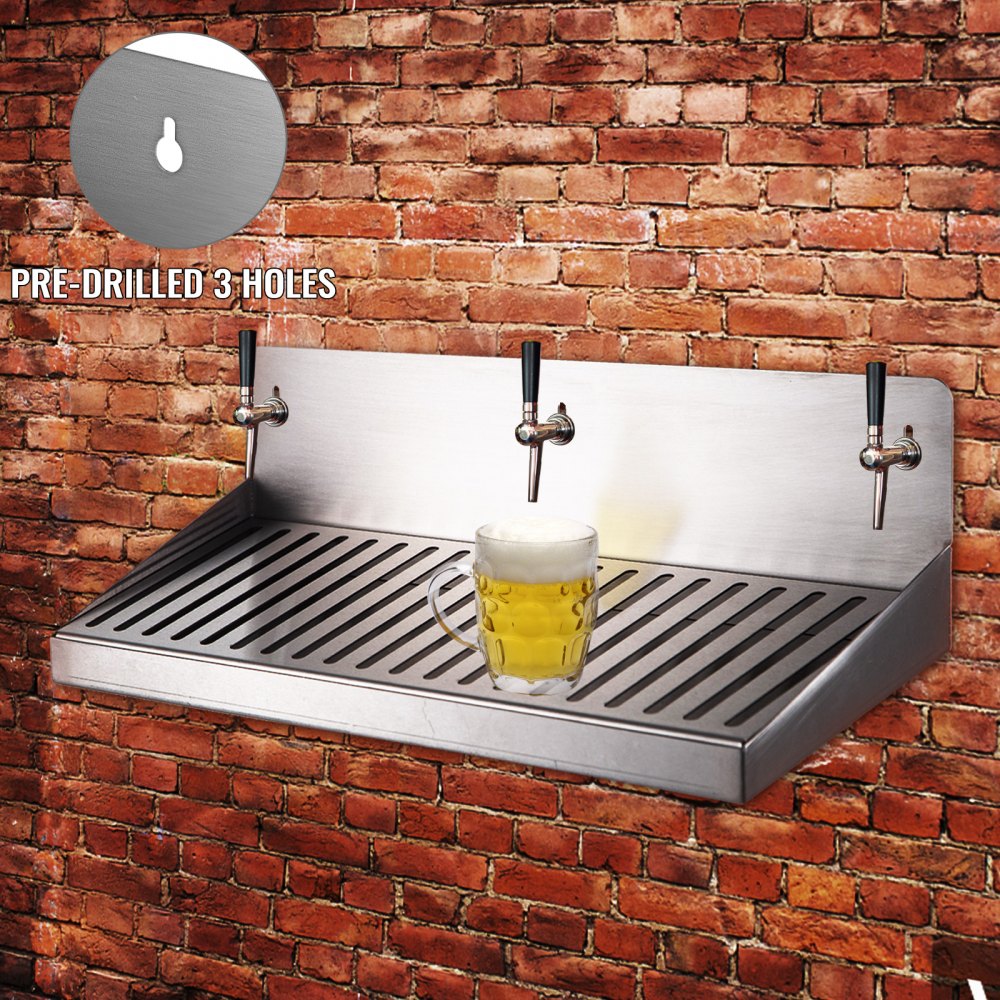 VEVOR Wall Mount Drip Tray Beer 10*16*35CM Stainless Steel Tall Backsplash