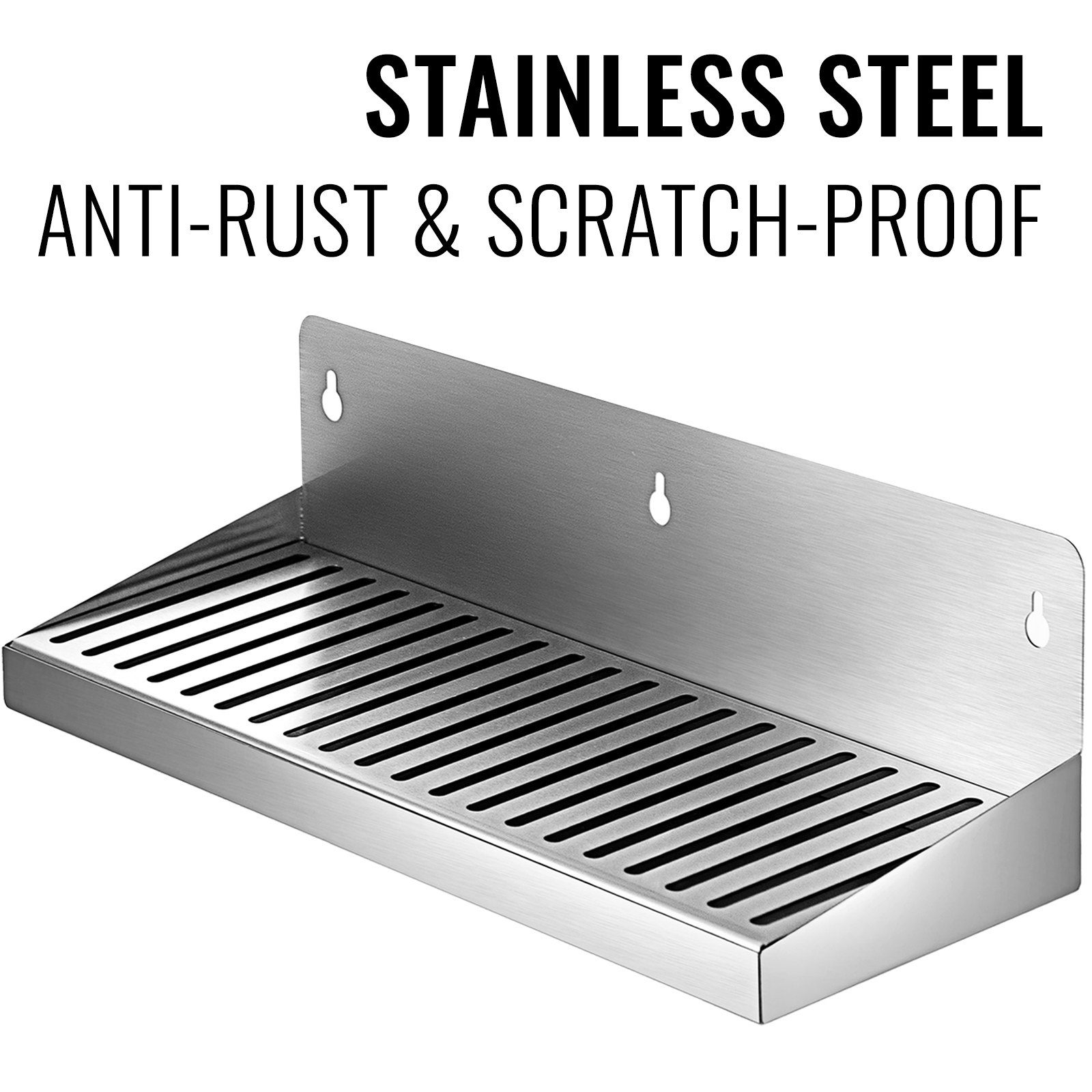 VEVOR Wall Mount Drip Tray Beer 10*16*35CM Stainless Steel Tall Backsplash