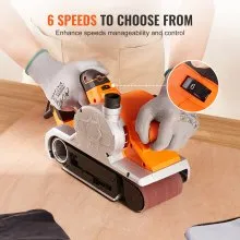 VEVOR 10AMP Belt Sander, 4" x 24" Belt Sanders for Woodworking with 6 Speeds 274-480 m/min, Powerful Sander Machine with 2 in 1 Vacuum Adapter, 2 Dust Bags, 2 Sanding Belts