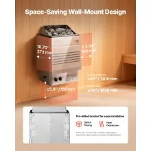 VEVOR Sauna Heater, 4.5KW 240V Electric Sauna Stove, Dry Steam Bath Saunas Stove with Pre-Drilled Bracket, Fit 105 to 210 CU.FT Saunas Rooms, Steam Bath Stoves for Home, Commercial, Leisure Venues