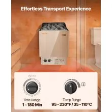VEVOR Sauna Heater, 6KW 240V Electric Sauna Stove, Dry Steam Bath Saunas Stove with Pre-Drilled Bracket, Fit 176.5 to 317.8 CU.FT Saunas Rooms, Steam Bath Stoves for Home, Commercial, Leisure Venues