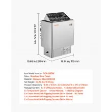VEVOR Sauna Heater, 9KW 240V Electric Sauna Stove, Dry Steam Bath Saunas Stove with Pre-Drilled Bracket, Fit 317.8 to 459 CU.FT Saunas Rooms, Steam Bath Stoves for Home, Commercial, Leisure Venues