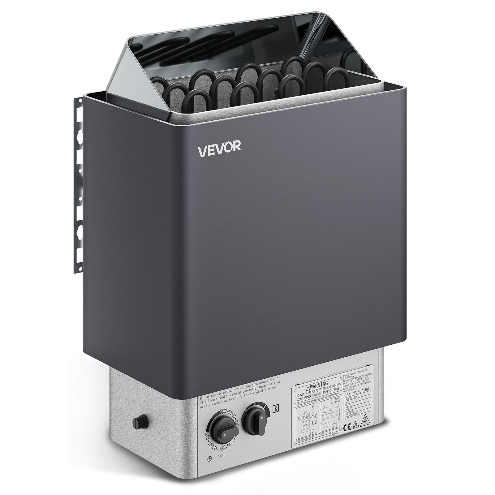 VEVOR Sauna Heater, 6KW 220V Electric Sauna Stove, Steam Bath Sauna Heater with Built-In Controls, 3h Timer and Adjustable Temp for Max. 176-318 Cubic Feet, Home Hotel Spa Shower Use