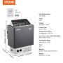 VEVOR 9KW Sauna Heater, Steam Bath Sauna Heater with Built-In Controls, Electric Sauna Stove, 3h Timer and Adjustable Temp for Max. 317-459 Cubic Feet, Home Hotel Spa Shower Use 220V, FCC Certification