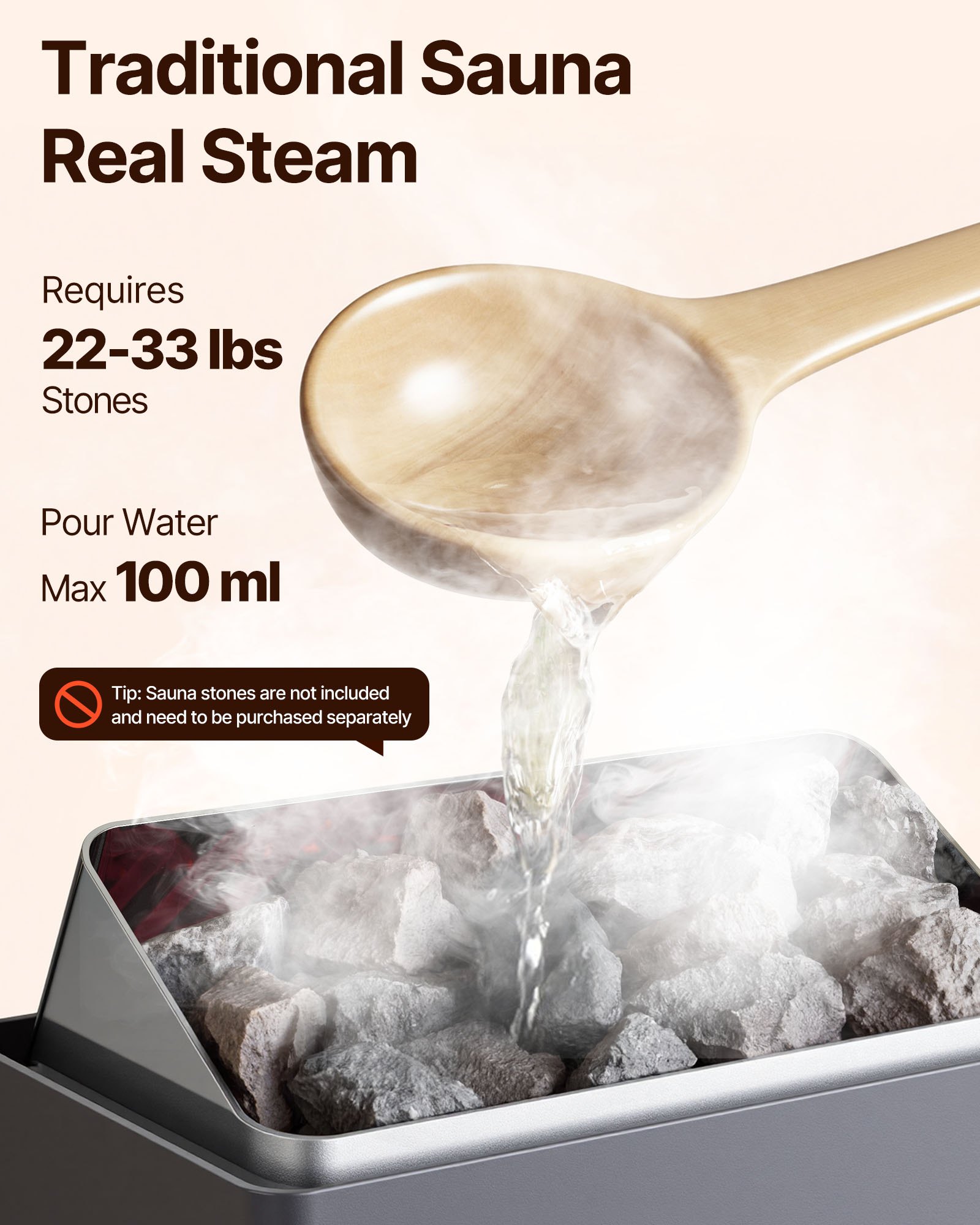 VEVOR 9KW Sauna Heater, Steam Bath Sauna Heater with Built-In Controls, Electric Sauna Stove, 3h Timer and Adjustable Temp for Max. 317-459 Cubic Feet, Home Hotel Spa Shower Use 220V