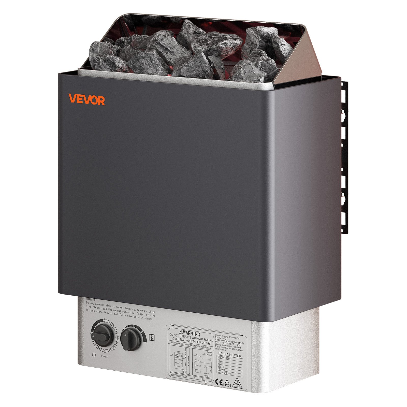VEVOR 9KW Sauna Heater, Steam Bath Sauna Heater with Built-In Controls, Electric Sauna Stove, 3h Timer and Adjustable Temp for Max. 317-459 Cubic Feet, Home Hotel Spa Shower Use 220V